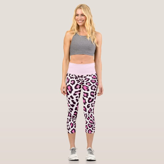 Hübscher rosa Geparden Print Leggings (Vorderseite)