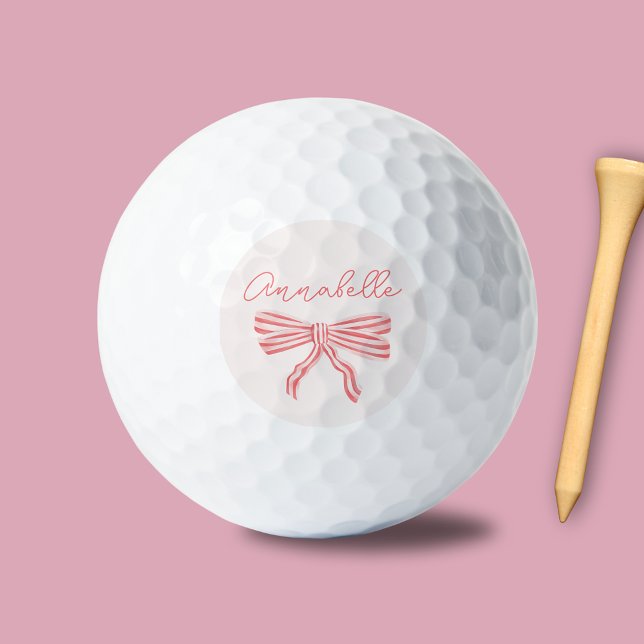 Hübscher rosa gestreifter Bugname Golfball (Coquette pink bow personalized golf balls)