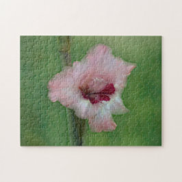 Hübscher Rosa Gladiolus Blumengarten Kunst, Dichtu Puzzle