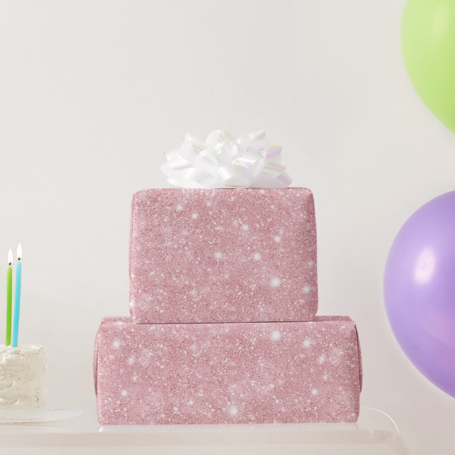 Hübscher Rosa Glitter Funkel Geburtstag Geschenkpapier (Partygeschenke)