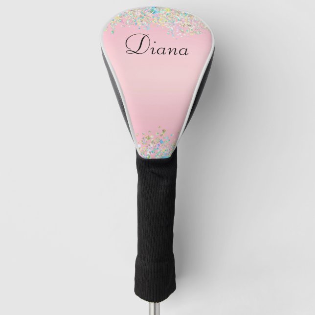 Hübscher rosa Glitzer-Effekt Golf Headcover (Vorderseite)