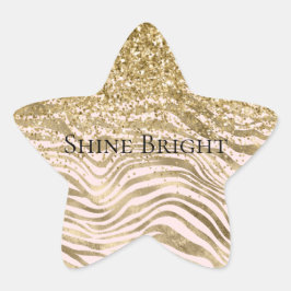 Hübscher Rosa-Glitzer Zebra Sparkor Stern-Aufkleber