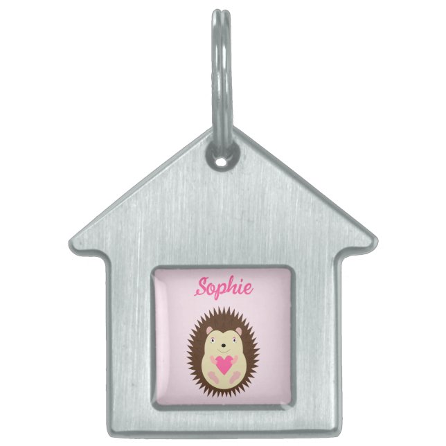 Hübscher rosa Igel individuell Tiermarke (Vorderseite)