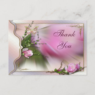 Hübscher rosa Magnolien-Schmetterlings-Schein Dankeskarte