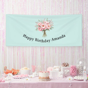Hübscher rosa Pfingstrosen-Blumenstrauß Geburtstag Banner