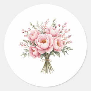 Hübscher rosa Pfingstrosen-Blumenstrauß Runder Aufkleber