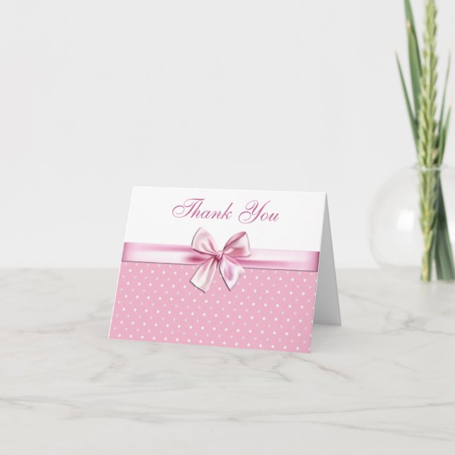 Hübscher rosa Polka-Punkt danken Ihnen Dankeskarte (Vorderseite)