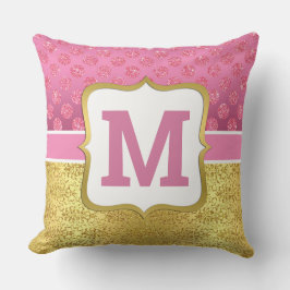 Hübscher Rosa Princess Glitzer Dots & Gold Kissen