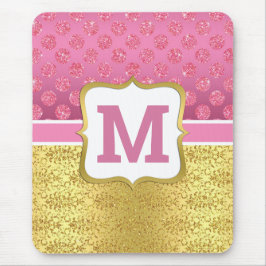 Hübscher Rosa Princess Glitzer Dots & Gold Mousepad