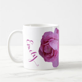 Hübscher Rosa Rosa-Blütenname Kaffeetasse