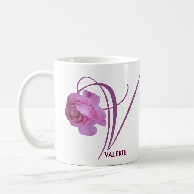Hübscher rosa Rosa Blütenname Kaffeetasse (Links)
