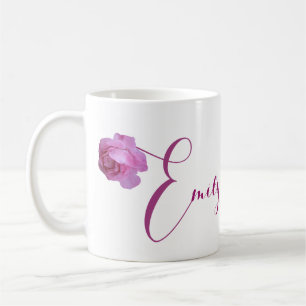 Hübscher Rosa Rosa-Blütenname Kaffeetasse