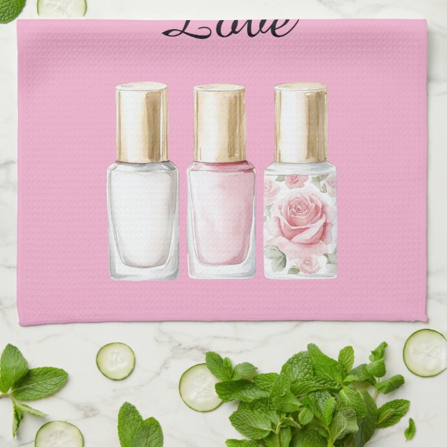 Hübscher rosa Rosentöne-Nagel-Farblack Geschirrtuch (Gefaltet)