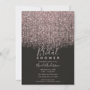 Hübscher Rosa Rouge Glitter Schwarzer Brautjungfer Einladung