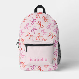 Hübscher Rosa-Schleifen Mädchen personalisierter R Bedruckter Rucksack