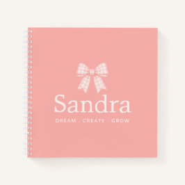 Hübscher rosa Schleifenname positiver Zitat Notizbuch