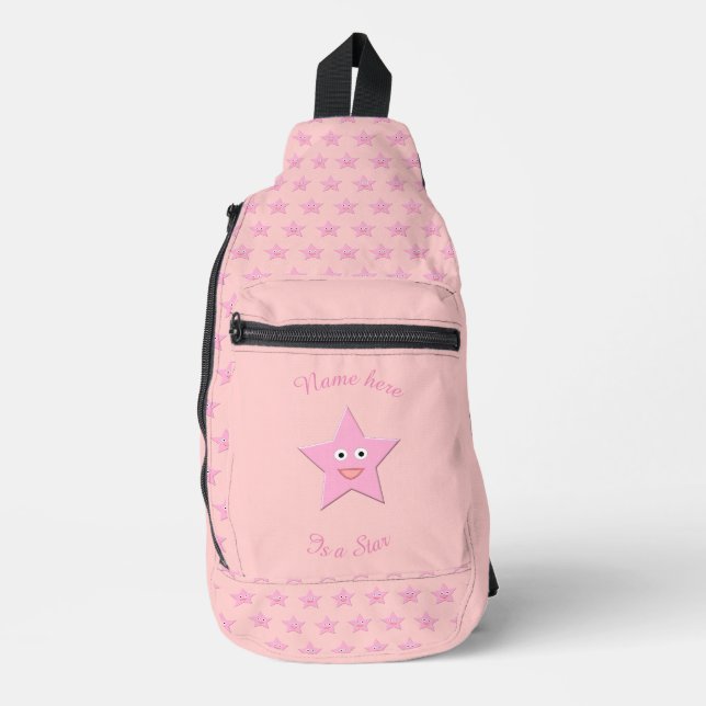 Hübscher rosa Stern Gemustert Crossbody Bag (Vorderseite)