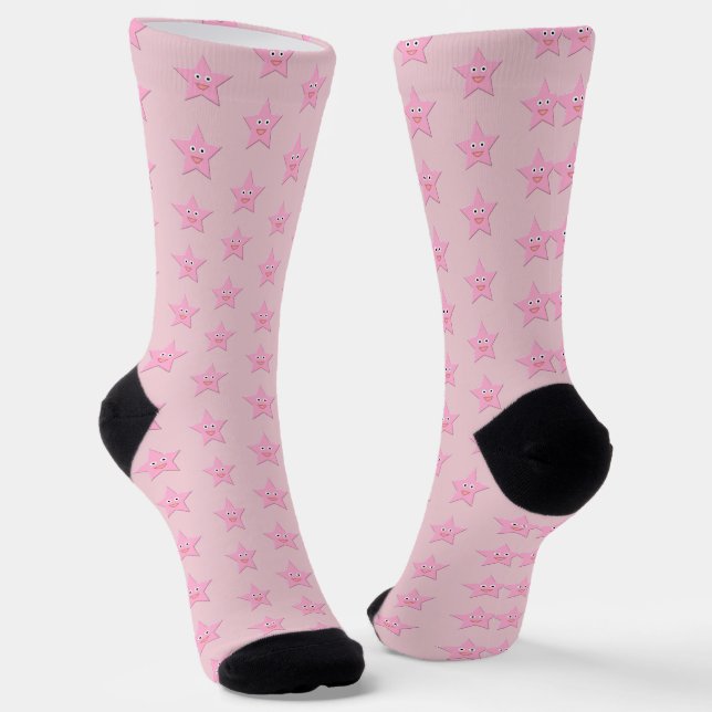Hübscher rosa Stern Gemustert Socken (Gewinkelt)