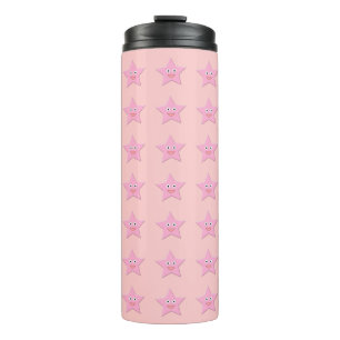 Hübscher rosa-sternenwarmer Tumbler Thermosbecher