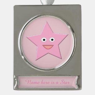 Hübscher rosa-sterner Dekor Banner-Ornament Silber
