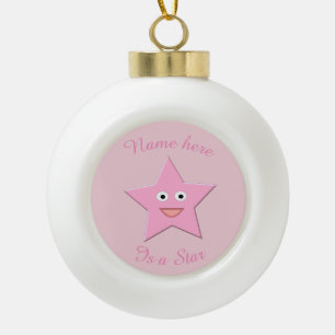 Hübscher rosa-sterner Dekor Keramik Kugel-Ornament