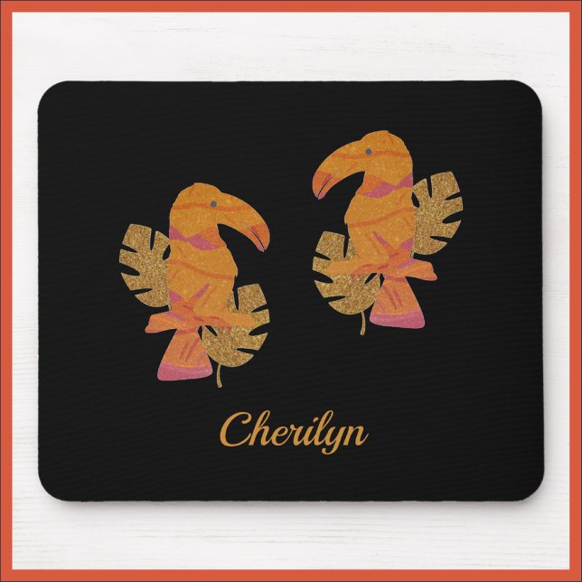 Hübscher rosa und goldener Glitzer Tropischer Touc Mousepad (Von Creator hochgeladen)