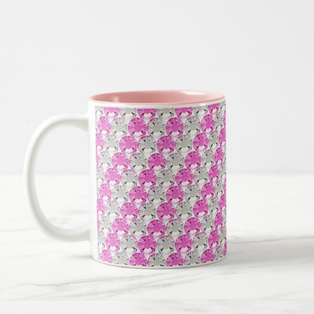 Hübscher rosa und klarer diamante de zweifarbige tasse (Links)