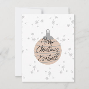 Hübscher rosa Weihnachtsschmuck weiß grau Monogram Mitteilungskarte