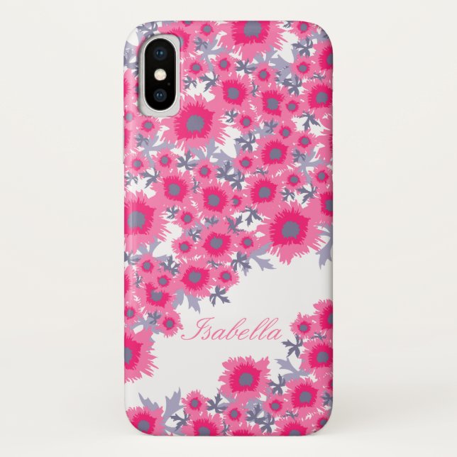 Hübscher, rosa, weißer Damast iPhone-Gehäuse Case-Mate iPhone Hülle (Rückseite)