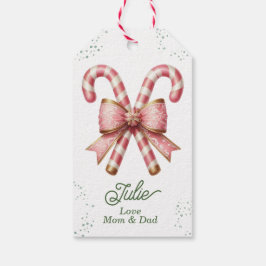 Hübscher rosa Zuckerstangen Frohe Weihnachten Geschenkanhänger