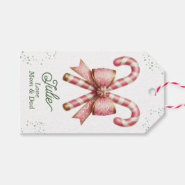 Hübscher rosa Zuckerstangen Frohe Weihnachten Geschenkanhänger