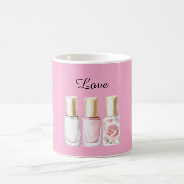 Hübscher rosaroter Blumen-Nagellack Kaffeetasse (Mittel)