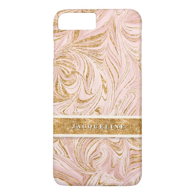 Hübscher Rosen-Goldfolien-Glitzer gemarmortes Case-Mate iPhone Hülle (Rückseite)