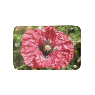 Hübscher Roter Mohn Blume Makro Bath Mat Badematte