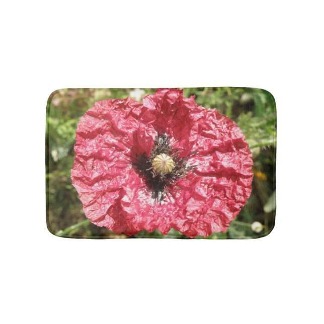 Hübscher Roter Mohn Blume Makro Bath Mat Badematte (Vorderseite)