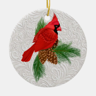 Hübscher Roter Vogel-Ornament Keramik Ornament