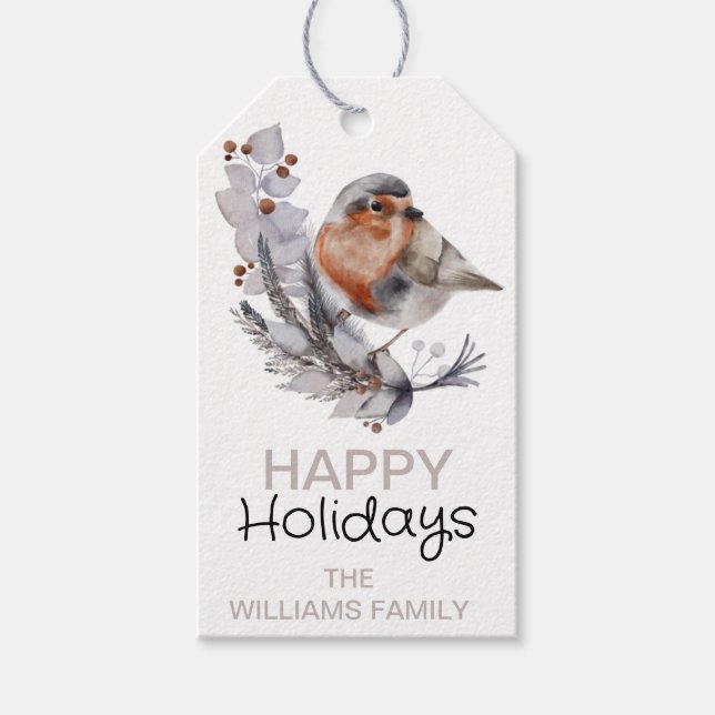 Hübscher rustikaler Winterspieß Geschenkanhänger (Vorderseite)