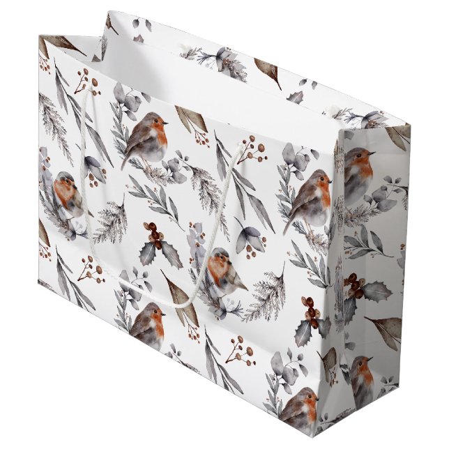 Hübscher rustikaler Winterspieß Große Geschenktüte (Vorderseite Schrägansicht)