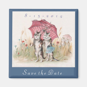 Hübscher Save-the-Date-Magnet - Vintage-Katzenkuns Magnet