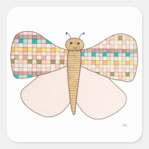 Hübscher Schmetterling #4 Sticker-Erin Brie Art Sq Quadratischer Aufkleber