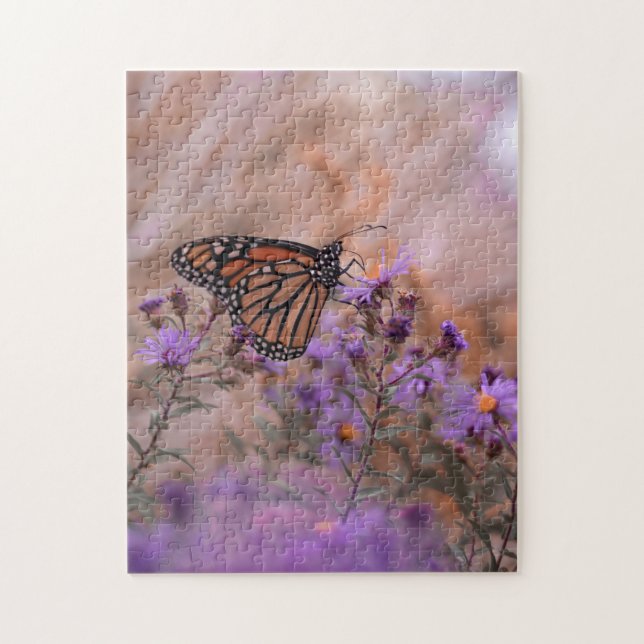 Hübscher Schmetterling mit Lavendel-Blume Puzzle (Vertikal)