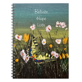 Hübscher Schmetterling und Wildblumen Notizblock