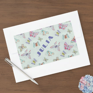 Hübscher Schmetterlings-Name-Aufkleber - Set von V Rechteckiger Aufkleber