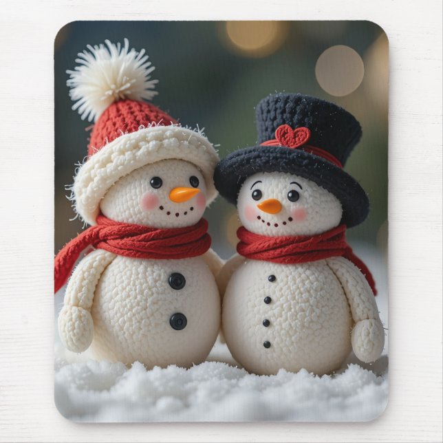 hübscher Schneemann zusammen Mousepad (Vorne)