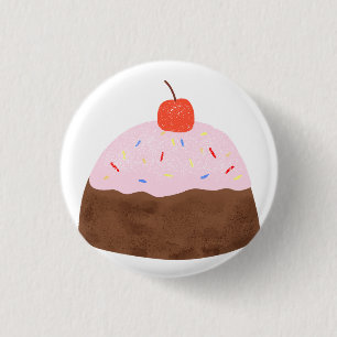 Hübscher Schokoladen-Cupcake mit Kirsch-Geburtstag Button
