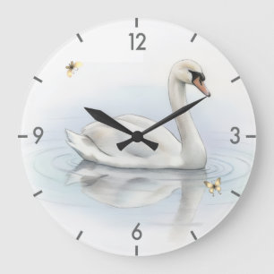 Hübscher Schwan Große Wanduhr