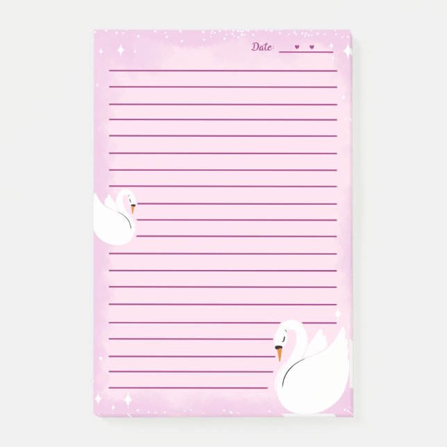 Hübscher Schwan Zarte Noten Post-it Klebezettel (Vorderseite)