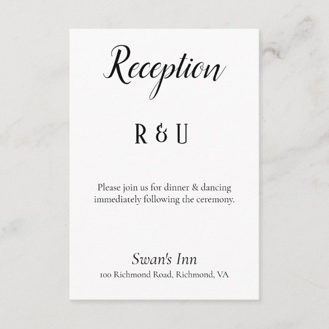 Hübscher Schwarz-Weiß-Empfang Begleitkarte (Vorderseite)