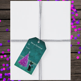 Hübscher Schwarzer Katzenjunge Rosa Weihnachtsbaum Geschenkanhänger