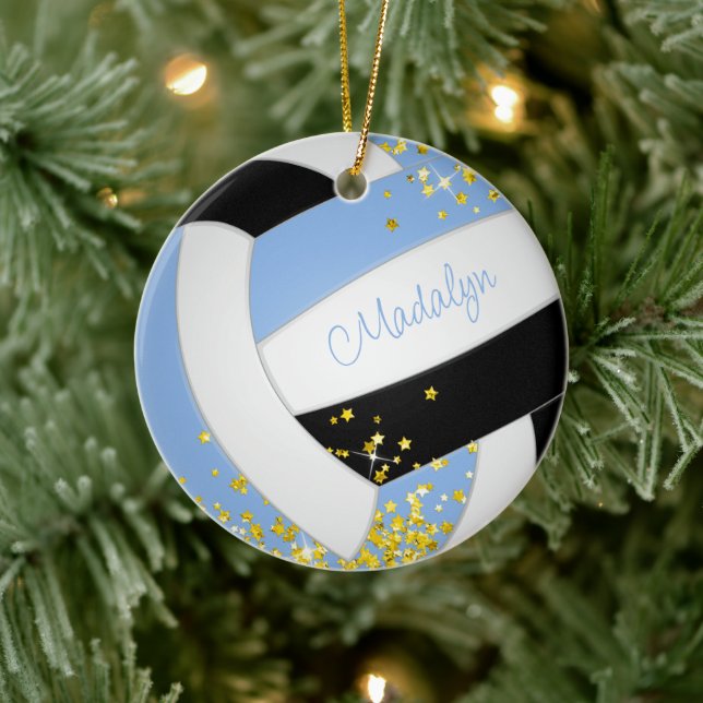hübscher schwarzer Volleyball Keramik Ornament (Baum)